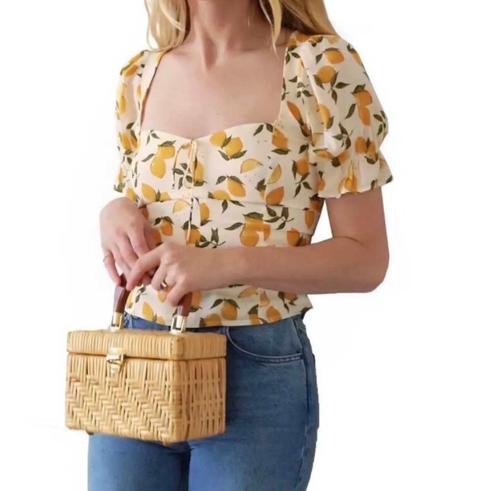 Reformation Delevan Top Lemons size 12